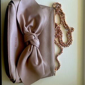 Ted Baker leather pale pink clutch with removable chain strap